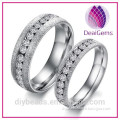 2016 new style Titanium steel plated silver and with Rhinestone Couple Rings for unisex